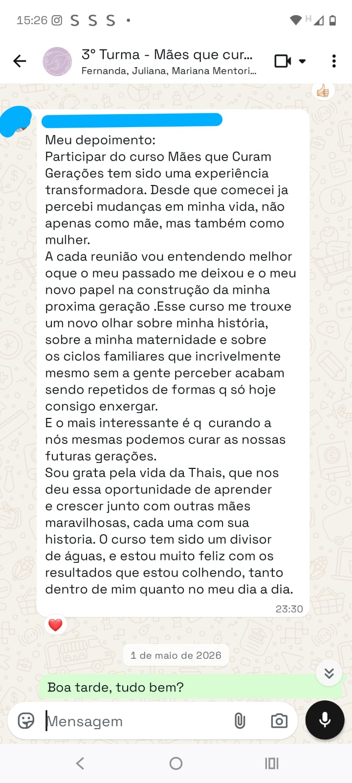 Depoimento em texto