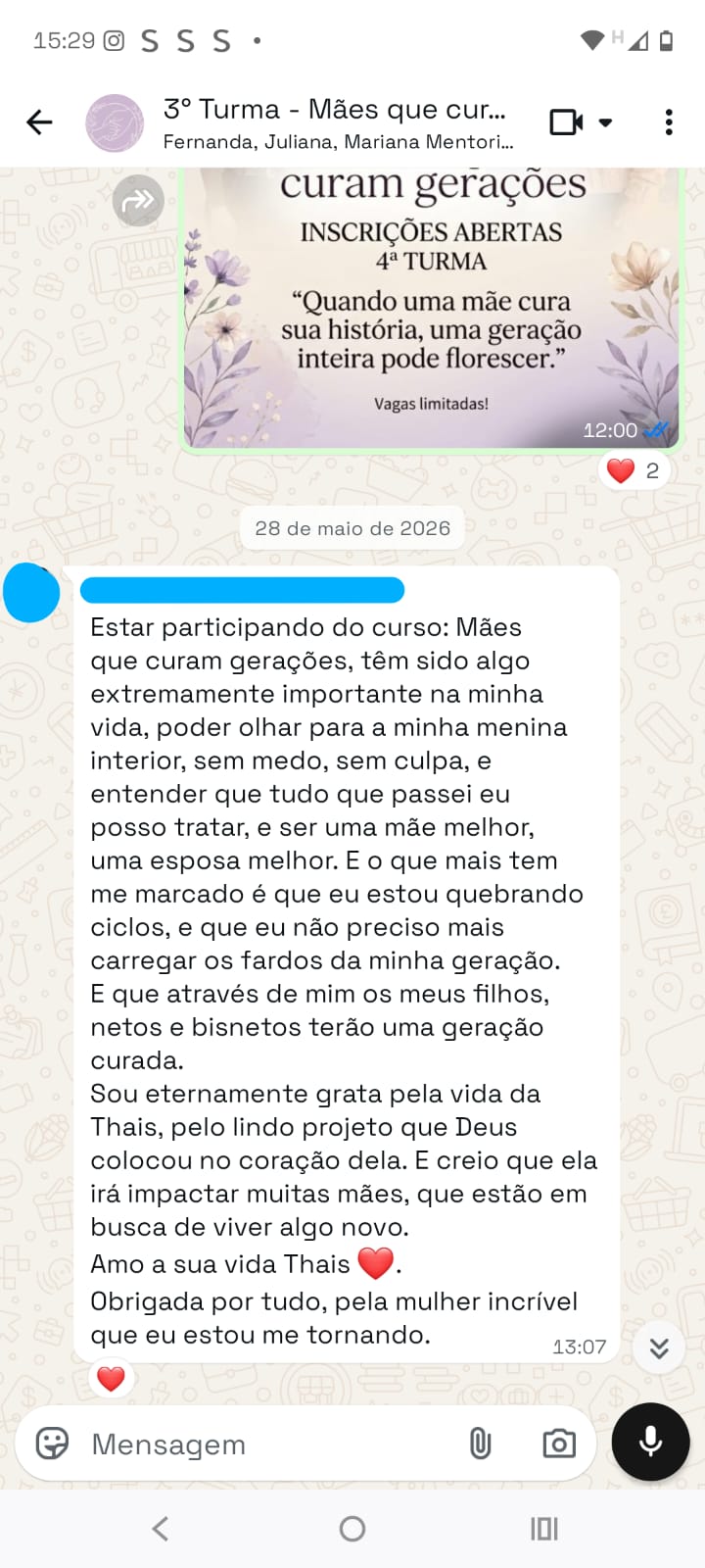 Depoimento em texto